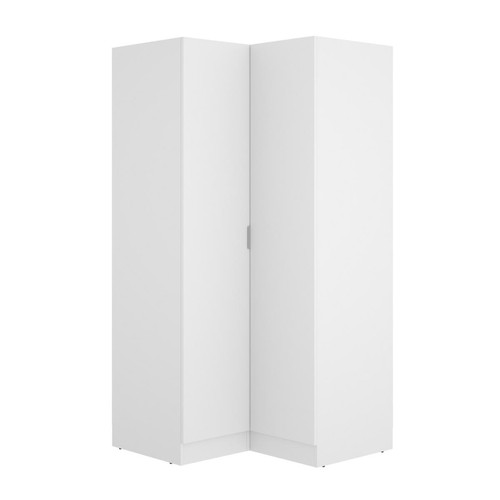 Pegane - Armoire dressing d'angle en panneaux de particules mélaminés coloris blanc - Longueur 90.5 x Profondeur 92.5 x Hauteur 184.2 cm Pegane  - Marchand Visiodirect