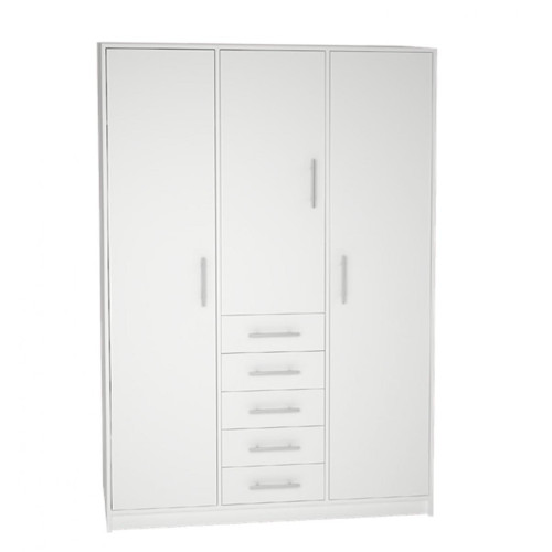 Pegane - Armoire placard / meuble de rangement coloris blanc - Hauteur 200 x Longueur 130 x Profondeur 50 cm - Chambre Blanc, bois clair