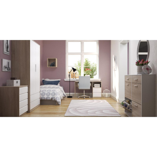 Pegane Armoire placard / meuble de rangement coloris chêne clair / blanc - Longueur 100 x Hauteur 200 x Profondeur 50 cm