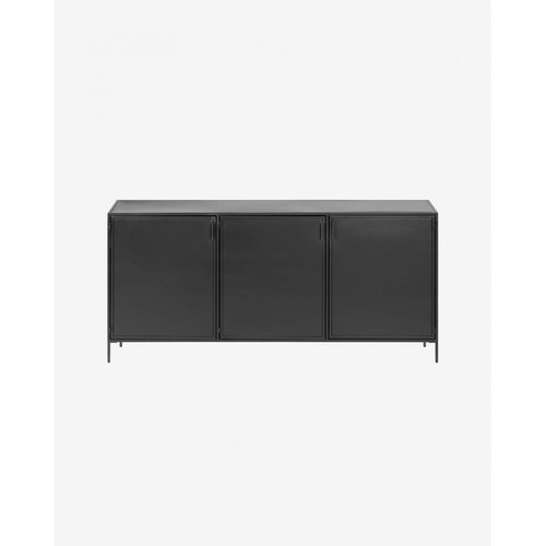 Pegane - Buffet meuble de rangement coloris noir en métal - longueur 160 x profondeur 35 x hauteur 72 cm Pegane  - Meuble rangement jouet Maison