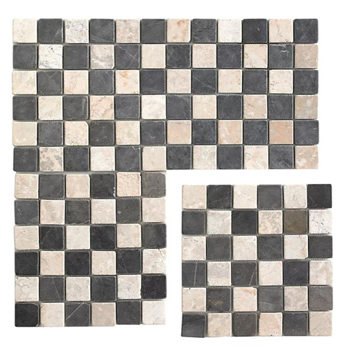 Pegane - Carrelage de mosaïque (Boite de 1m²) / Plaque mosaïque mur et sol en marbre naturel coloris noir et blanc mat- 30 x 30 cm - Carrelage murale