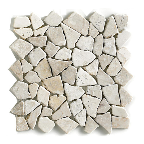 Pegane - Carrelage de mosaïque/Plaque mosaïque mur et sol en marbre naturel coloris blanc - 30 x 30 cm - Carrelage murale