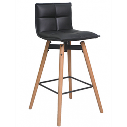 Pegane - Chaise de bar en hêtre massif et polyester coloris noir - Dim : 49,5 x 96,5 x 49,5 cm Pegane  - Maison
