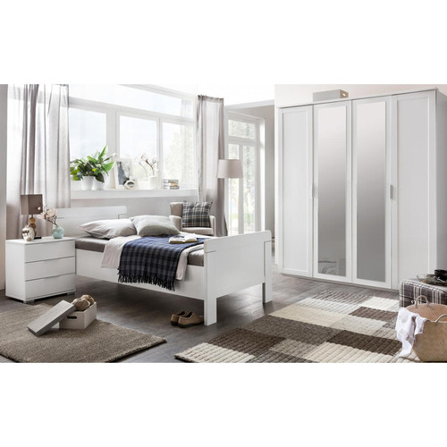 Pegane - Chambre à coucher complète enfant (lit 90x200cm + armoire + chevet + commode) coloris blanc Pegane  - Chambre complète