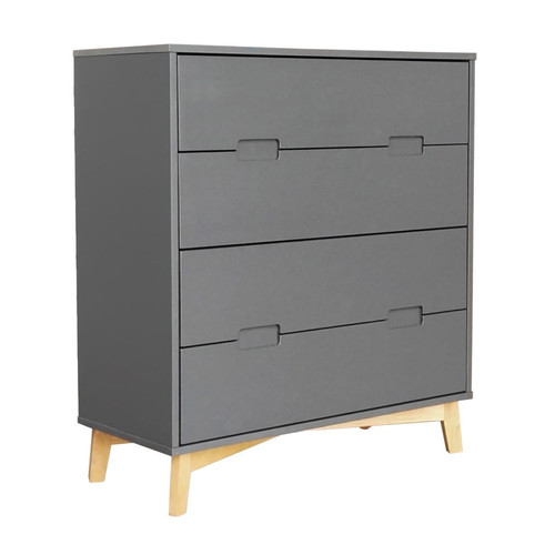 Pegane - Commode / meuble de rangement de 4 tiroirs coloris Gris anthracite - longueur 80 x profondeur 35 x hauteur 89 cm Pegane  - Commode