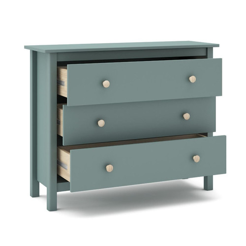 Commode Commode,  meuble de rangement en pin coloris vert pétrole  - Longueur 100 x Profondeur 40 x Hauteur 80 cm