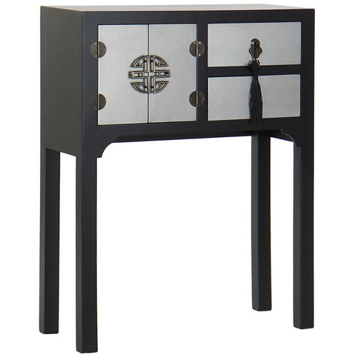 Pegane - Console Table console en bois de sapin et MDF coloris noir/argenté - Longueur 63 x Profondeur 26 x Hauteur 83 cm Pegane  - Console argent