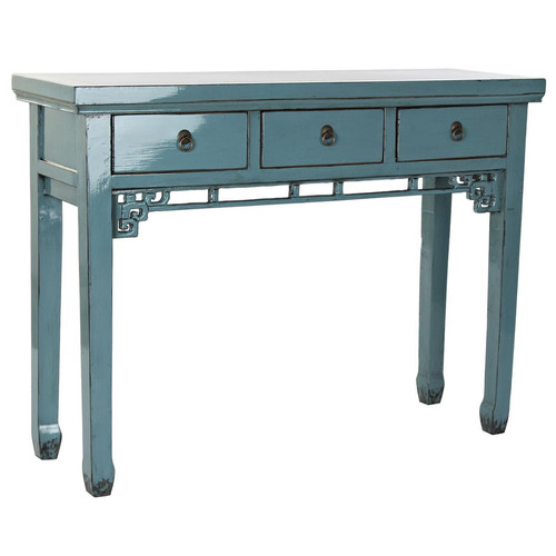 Pegane - Console Table console en métal et orme coloris turquoise - Longueur 113 x Profondeur 38 x Hauteur 84 cm Pegane  - Meubles de salon Salon, salle à manger