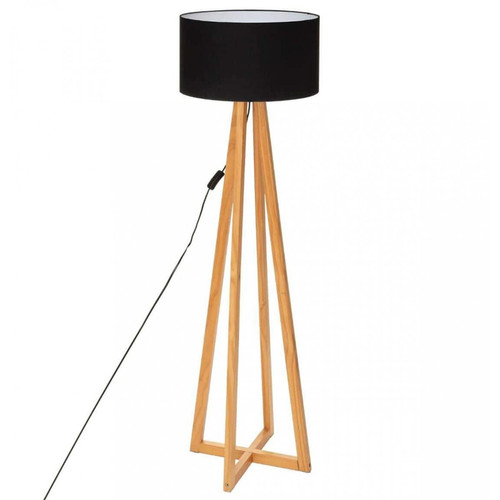 Pegane - Lampadaire en bois coloris noir - Diamètre 39,5 x Hauteur 141 cm - Lampadaires