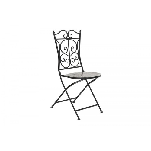 Pegane Lot de 2 chaises de jardin coloris noir en fer forgé - Largeur 39 x Hauteur 93 x Profondeur 50 cm