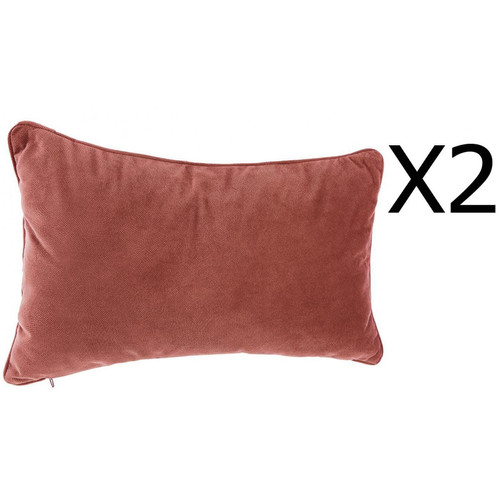 Pegane - Lot de 2 coussins rectangulaires 100% polyester coloris rose moyen - Dim : L.50 x l.30 cm Pegane  - Maison