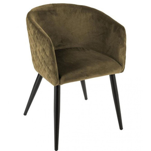Pegane - Lot de 2 fauteuils coloris vert kaki en velours / métal - Longueur 56 x Profondeur 56 x Hauteur 76 cm Pegane - Maison