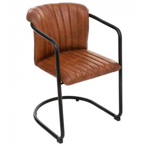 Pegane - Lot de 2 fauteuils en cuir coloris cognac - Longueur 52 x Profondeur 62 x Hauteur 77,5 cm Pegane  - Fauteuils