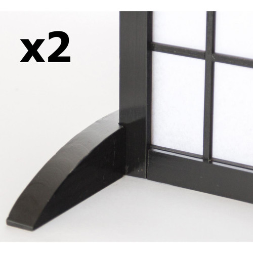 Pegane - Lot de 2 pieds pour paravent en bois noir - 2.8 x 33 x 0.8 cm Pegane - Décoration Noir et blanc