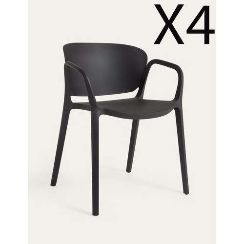 Pegane - Lot de 4 chaises de jardin coloris noir - longueur 60 x profondeur 55 x hauteur 76 cm Pegane  - Chaises de jardin Pegane