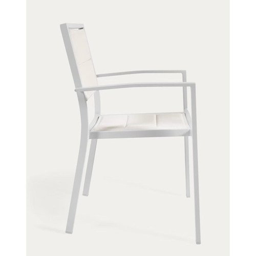 Chaises de jardin Lot de 4 chaises de jardin en aluminium et textilène coloris blanc - longueur 55 x profondeur 59 x hauteur 88 cm