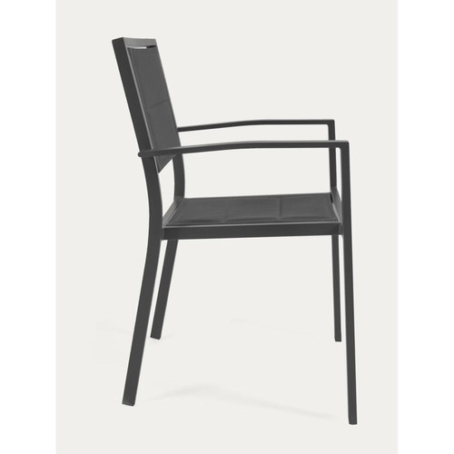 Chaises de jardin Lot de 4 chaises de jardin en aluminium et textilène coloris noir - longueur 55  x profondeur 59 x hauteur 88 cm