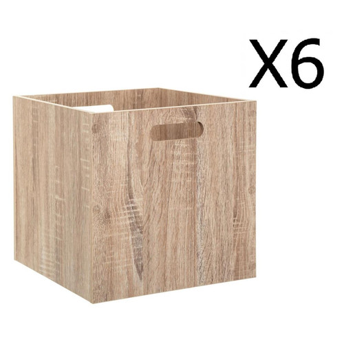 Pegane - Lot de 6 Boites de rangement en bois Naturel - L. 30.5 x P. 30.5 x H. 30.5 cm Pegane  - Boîte de rangement