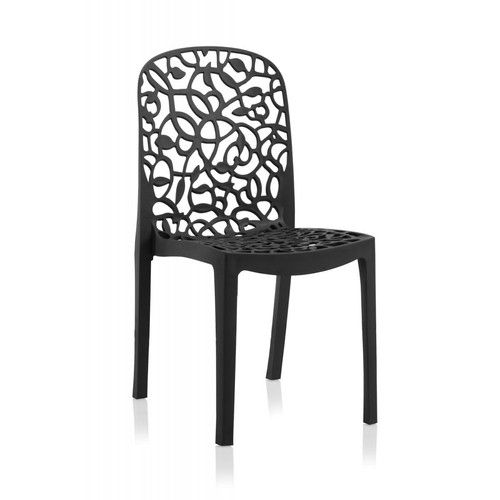 Pegane - Lot de 6 chaises de jardin empilables en résine coloris anthracite - Longueur 47 x Profondeur 50 x Hauteur 87 cm - Chaises de jardin