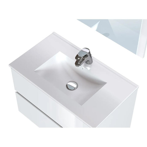 meuble bas salle de bain Meuble de salle de Bain en bois aggloméré coloris blanc brillant - Longueur 80 x profondeur 45 x Hauteur 85 cm