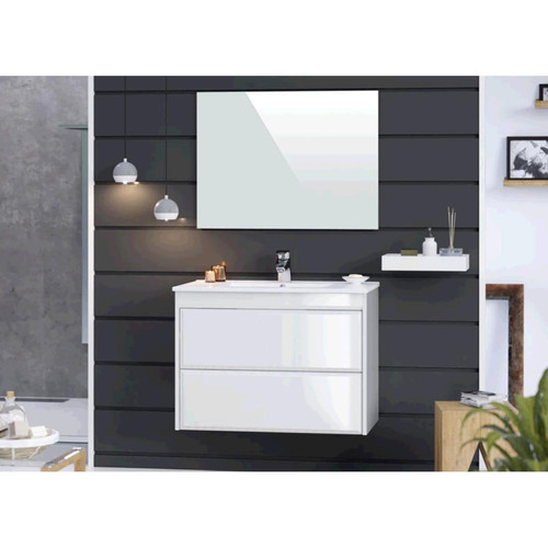 Pegane Meuble de salle de bain en mélamine coloris blanc brillant - Longueur 120 x profondeur 40 x Hauteur 178 cm