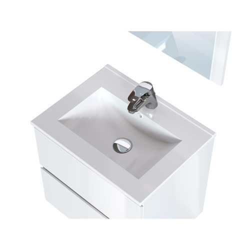 meuble bas salle de bain Meuble de salle de bain en mélamine coloris blanc brillant - Longueur 60 x profondeur 45 x Hauteur 85 cm