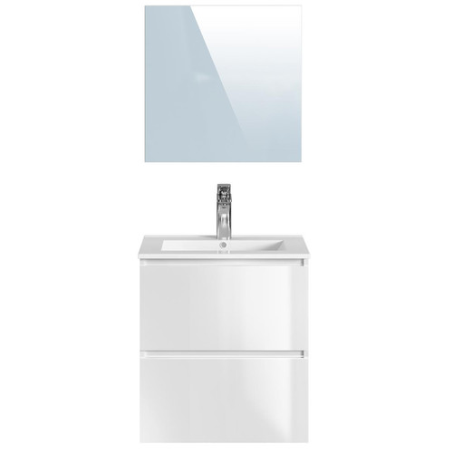 Pegane - Meuble de salle de bain en mélamine couleur blanc - Longueur 61 x profondeur 46 x Hauteur 68 cm Pegane - Salle de bain, toilettes