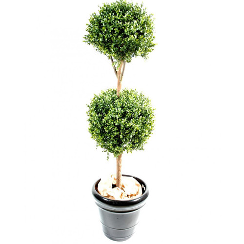 Pegane - Plante artificielle haute gamme Spécial extérieur / Buis tige double boule - Dim : H.140 x D.40 cm Pegane  - Buis artificiel