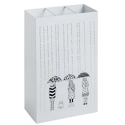 Pegane - Porte parapluies en métal laqué blanc motif noir - Longueur 30 x Hauteur 48 x Profondeur 16 cm Pegane  - Objets déco