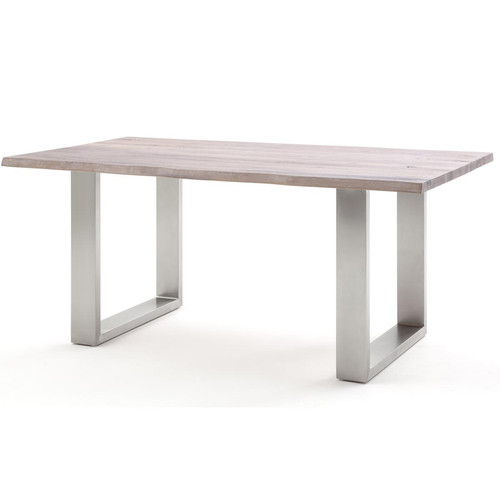 Pegane - Table à manger / table diner en chêne massif teinte chaulé - L.220 x H.77 x P.100 cm -PEGANE- Pegane  - Table en chêne massif