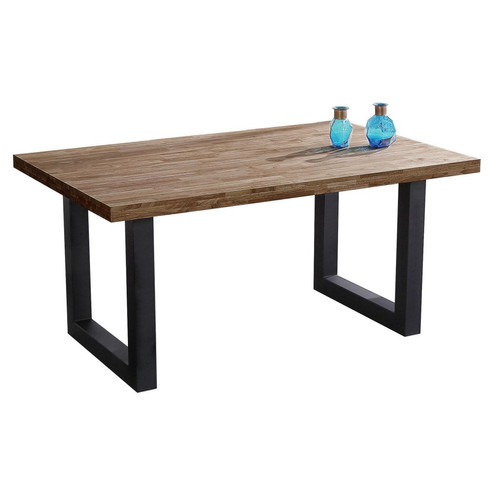 Pegane - Table à manger coloris chêne américain / pieds noir, Longueur 160 x largeur 100 cm x Hauteur 75 cm Pegane  - Table a manger haute