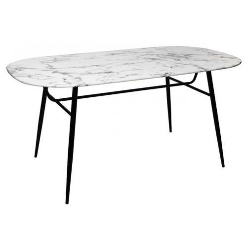 Pegane - Table à manger en acier et verre trempé coloris blanc - Longueur 160 x Profondeur 90 x Hauteur 76.5 cm Pegane  - Table verre trempe blanc