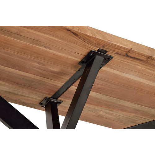 Tables à manger Table à manger en bois d'acacia coloris naturel / pieds noir - longueur 180 x profondeur 90 x hauteur 76 cm