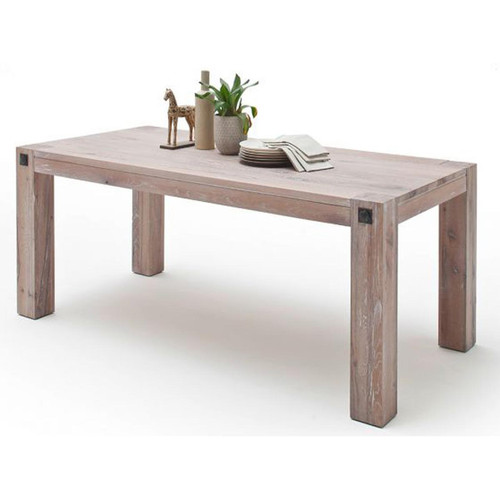 Pegane - Table à manger en chêne chaulé, laqué mat - L.180 x H.76 x P.90 cm Pegane  - Table 180 cm