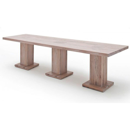 Pegane - Table à manger en chêne chaulé, laqué mat massif - L.400 x H.76 x P.120 cm -PEGANE- Pegane  - Table manger marron