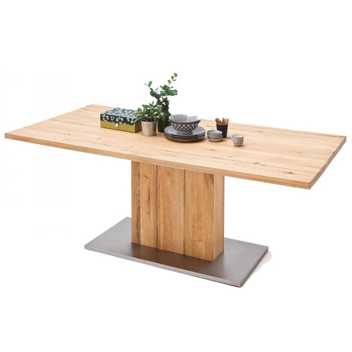 Pegane - Table à manger en chêne massif huilé avec bord droit - L200 x H77 x P100 cm Pegane  - Table en chêne massif