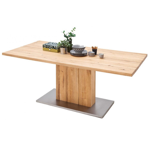 Pegane - Table à manger en chêne massif huilé avec dessus divisé - L160 x H77 x P90 cm Pegane  - Table en chêne massif