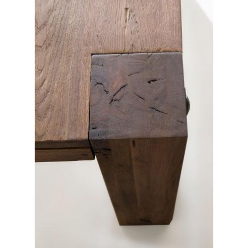 Pegane Table à manger en chêne massif patiné laqué - L.220 x H.76 x P.100 cm