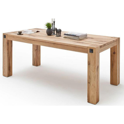 Pegane - Table à manger en chêne sauvage laqué mat massif - L.180 x H.76 x P.90 cm Pegane  - Maison