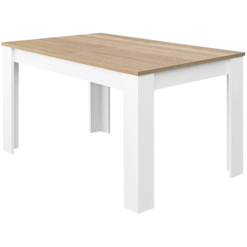 Pegane - Table a manger Extensible en chêne canadian et blanc Artik - Hauteur 78 x Longueur 140-190 x Largeur 90 cm - Table extensibles