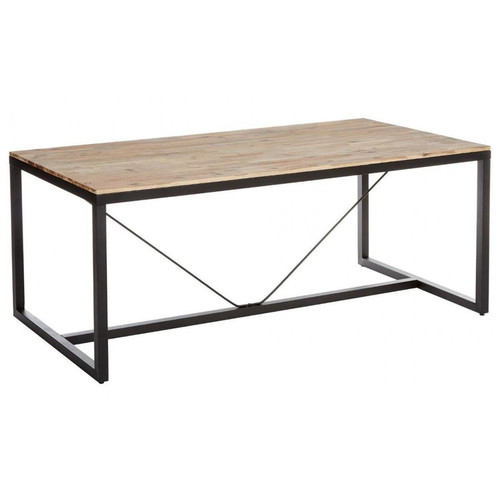 Pegane - Table à manger, pieds de table en métal et plateau en bois, H90 x P75 x L180cm Pegane  - Tables à manger
