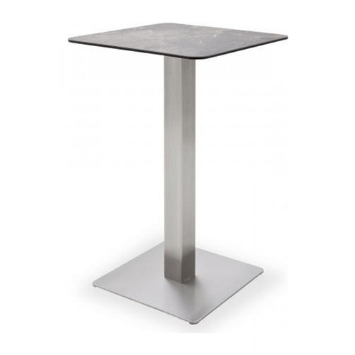 Pegane - Table bar avec plateau céramique Mocca avec piètement acier brossé - L70 x H105 x P70 cm Pegane  - Plateau table bar