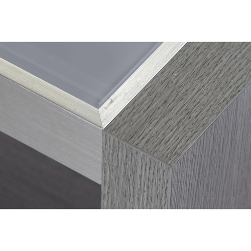 Pegane Table basse en bois chêne, aluminium et verre coloris gris - longueur 120 x profondeur 60 x hauteur 37 cm