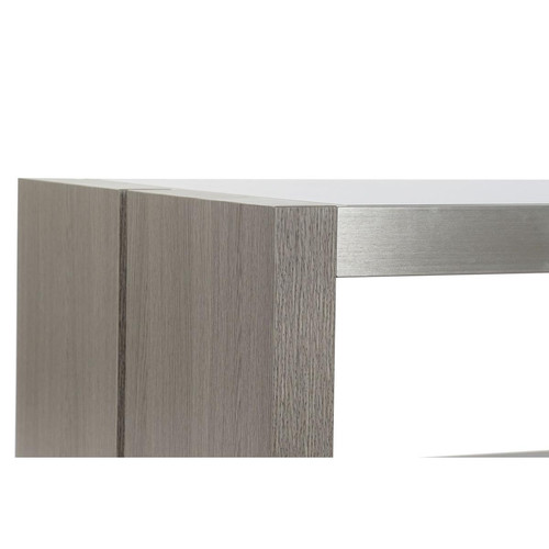Tables basses Table basse en bois chêne, aluminium et verre coloris gris - longueur 120 x profondeur 60 x hauteur 37 cm