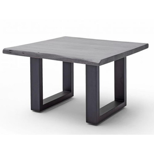 Pegane - Table basse en bois d'acacia massif gris et acier anthracite - L.75 x H.45 x P.75 cm Pegane  - Table basse grise Tables basses