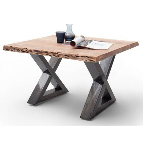 Tables basses Table basse en bois d'acacia massif naturel / acier antique - L.75 x H.45 x P.75 cm
