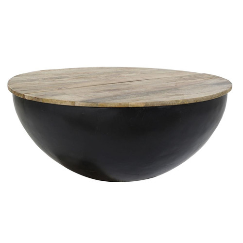 Pegane - Table basse en bois de manguier et métal coloris marron / noir - diamètre 95 x hauteur 40 cm Pegane  - Table basse bois metal