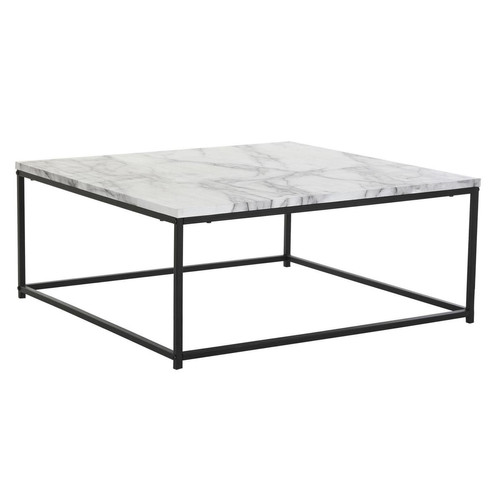 Pegane - Table basse en bois MDF et métal coloris Blanc / noir - longueur 80 x profondeur 80 x hauteur 34 cm Pegane  - Table basse longueur 80 cm
