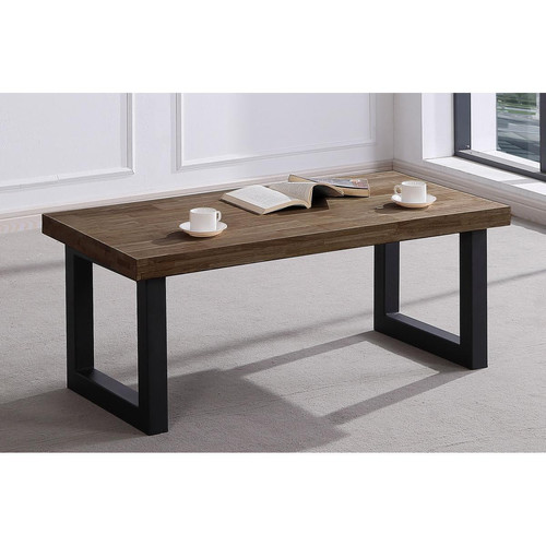 Pegane - Table basse relevable coloris chêne américain / pieds noir, Longueur 120 x largeur 60 x x Hauteur 47,50 cm Pegane  - Table relevable largeur 60 cm