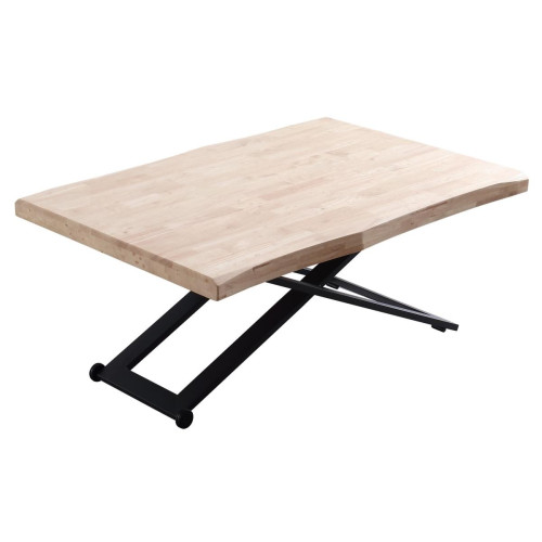 Pegane - Table basse relevable de salon en bois de chêne naturel avec pieds en métal noir Longueur 120 x Profondeur 80 x Hauteur 49-76 cm Pegane  - Pieds pour table basse en bois